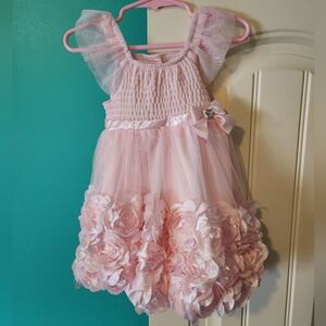 Nannette Pink Floral Tulle Kids Dress